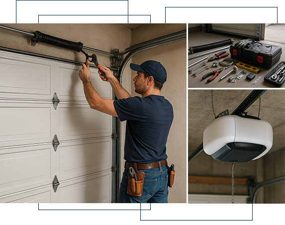 Professional Overhead Door Installations in Walnut Park CA Technician installing a custom overhead garage door in Walnut Park
